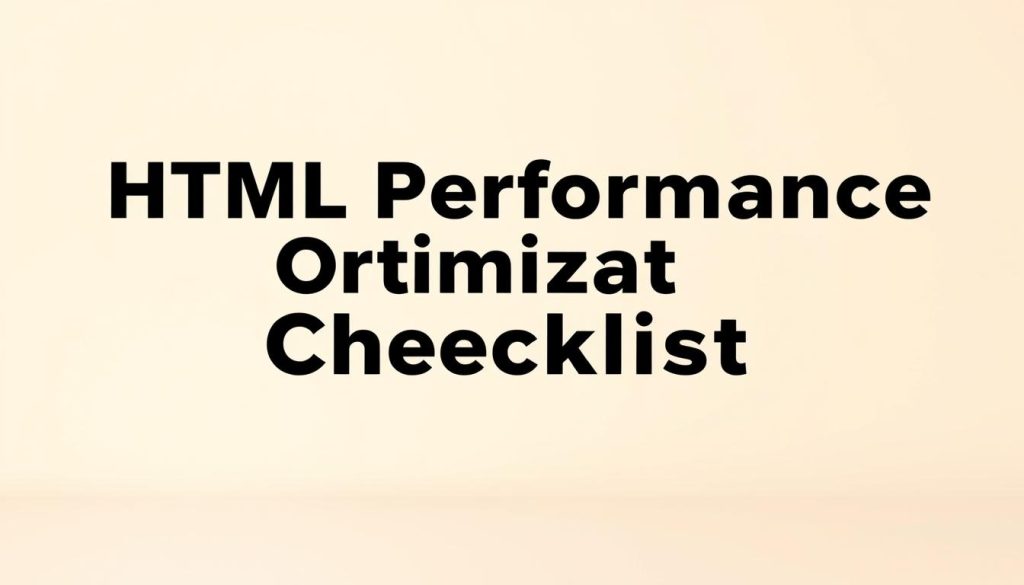 HTML performance optimisation checklist HTML performance optimisation checklist